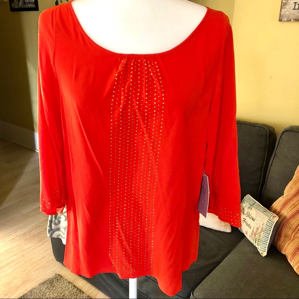 Jennifer Lopez Orange Blouse with gold details